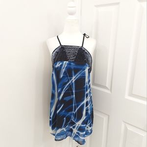 Blue and Black Sequin Top